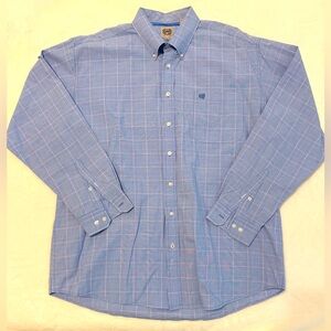 Cinch Men's Blue Plaid Button Down Long Sleeve Shirt Size XL